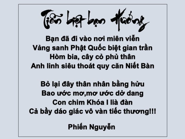Tiển biệt bạn Hướng _ Nguyễn Phiến