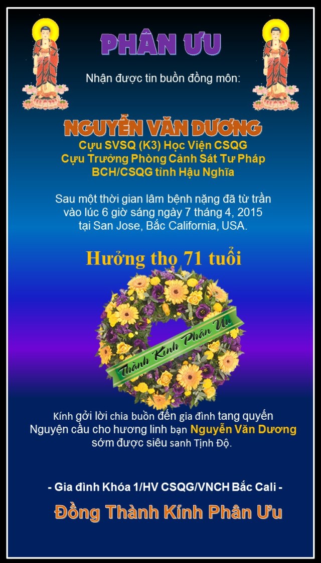 Phân Ưu của K1 Bắc CA-N v Duong